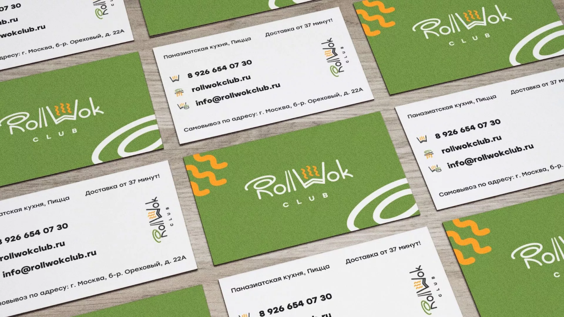 Разработка дизайна визиток суши-бара «Roll Wok Club» в Кирове